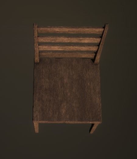 Low-Poly Wooden Chair PBR Walnut Low-poly 3D model_3