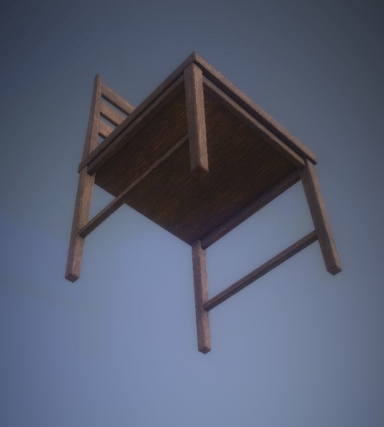 Low-Poly Wooden Chair PBR Walnut Low-poly 3D model_2