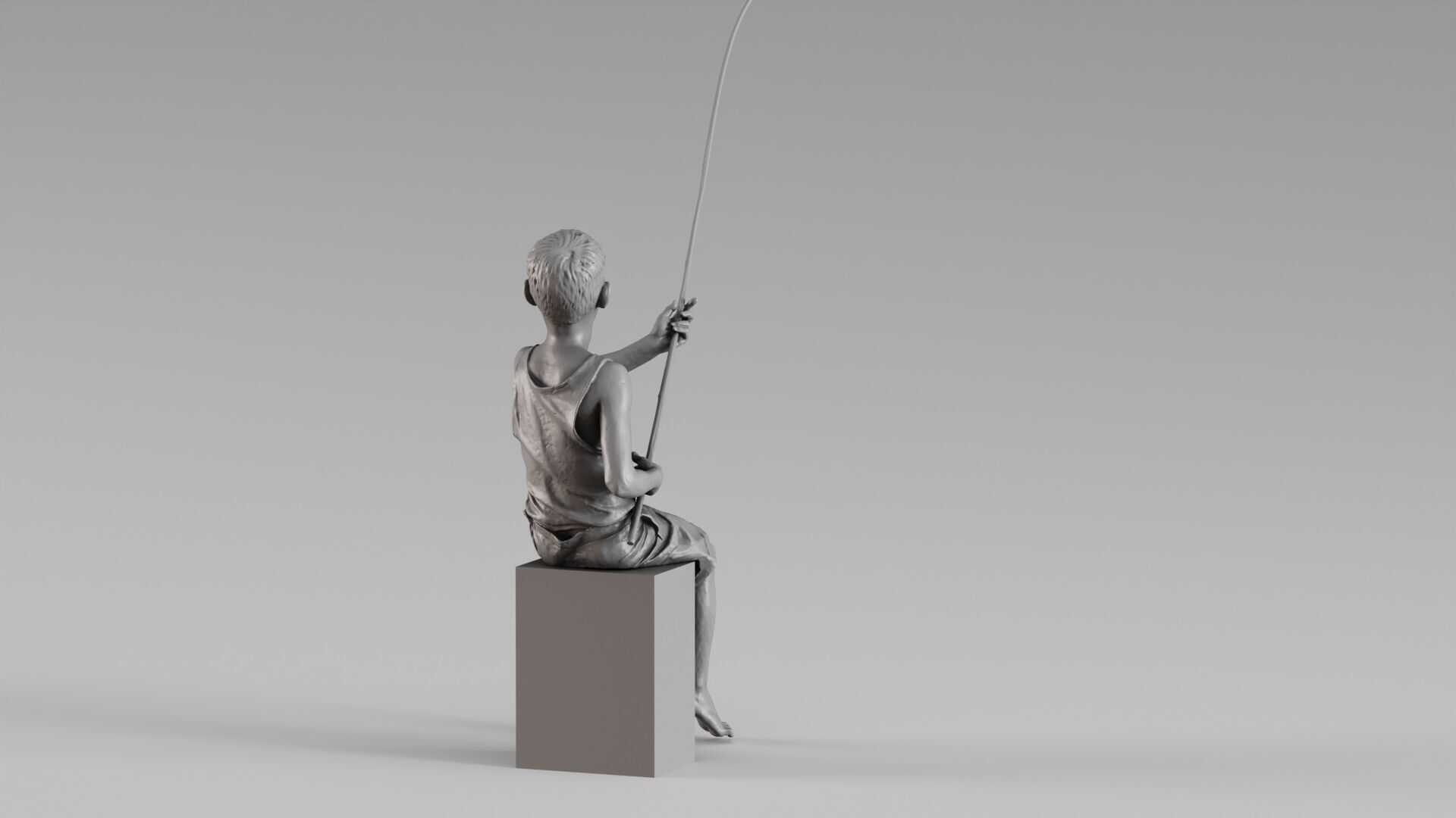 S00022 Boy with Fishing Rod Artistic Sculpture 3dp 3D print model_4