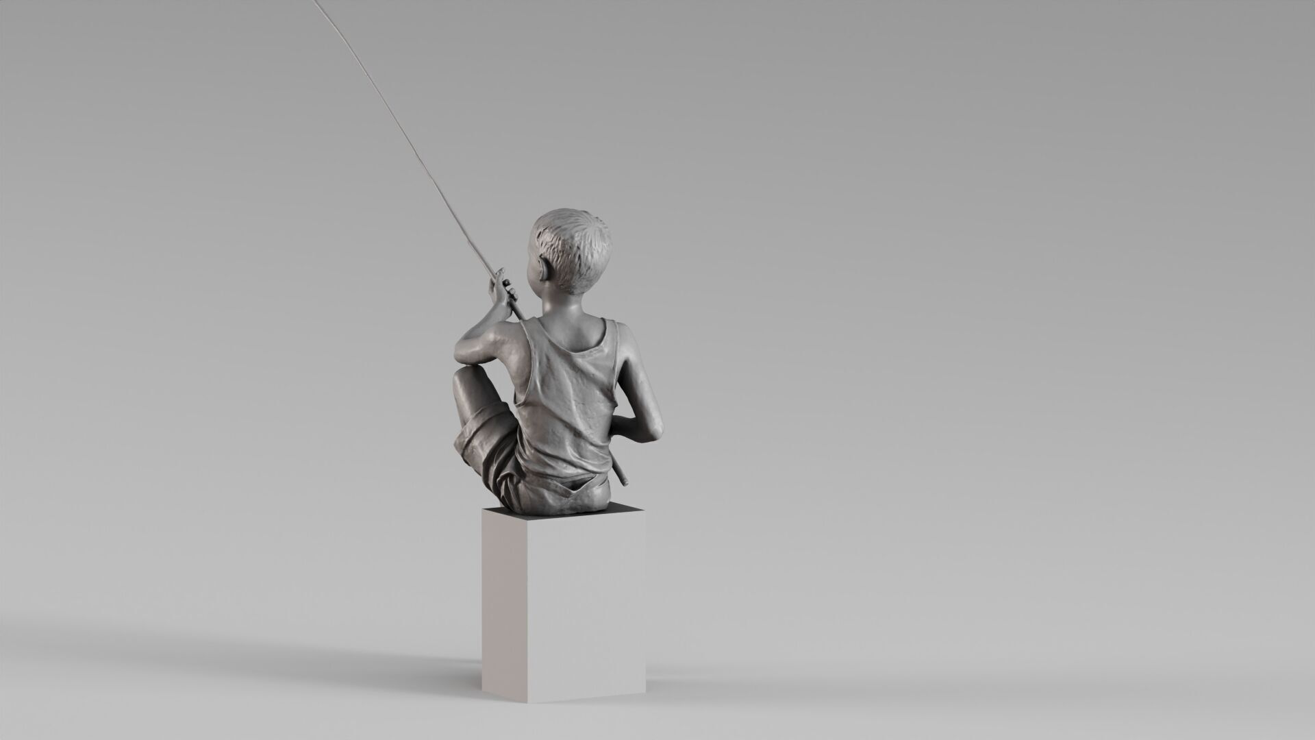 S00022 Boy with Fishing Rod Artistic Sculpture 3dp 3D print model_5