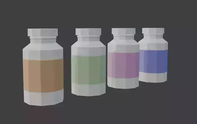 Low Poly Vitamin-Pill Container 