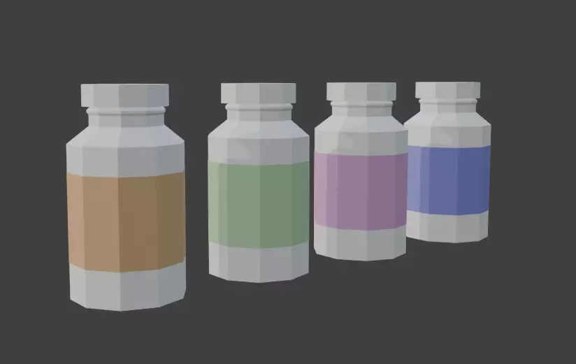 Low Poly Vitamin-Pill Container Low-poly 3D model