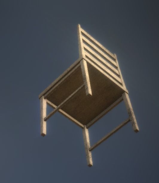 Low-Poly Wooden Chair PBR Beech Low-poly 3D model_3