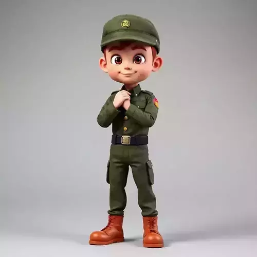 Male Army Cartoon 3D Model