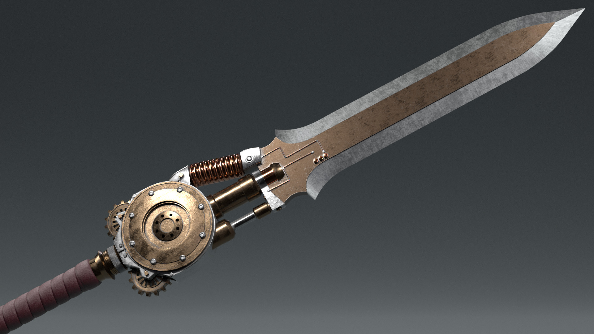 Steampunk Sword Low-poly 3D model_5