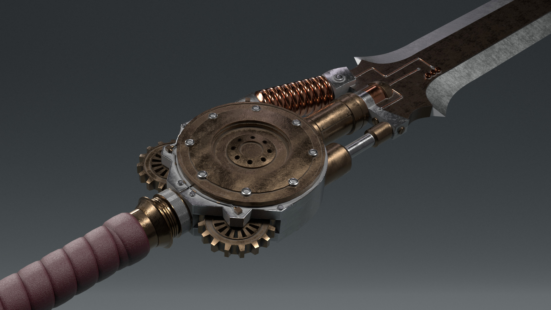 Steampunk Sword Low-poly 3D model_4