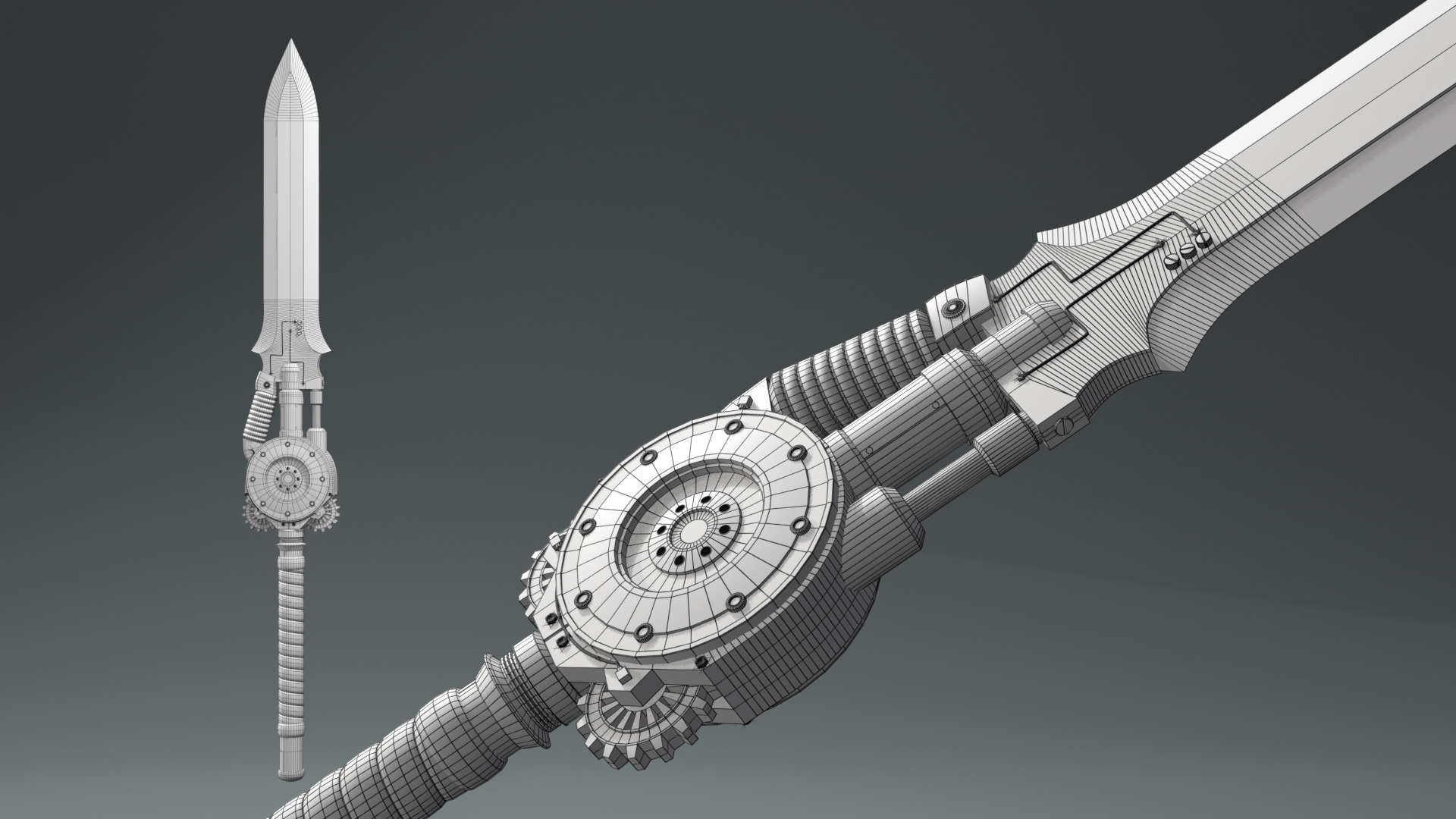 Steampunk Sword Low-poly 3D model_2