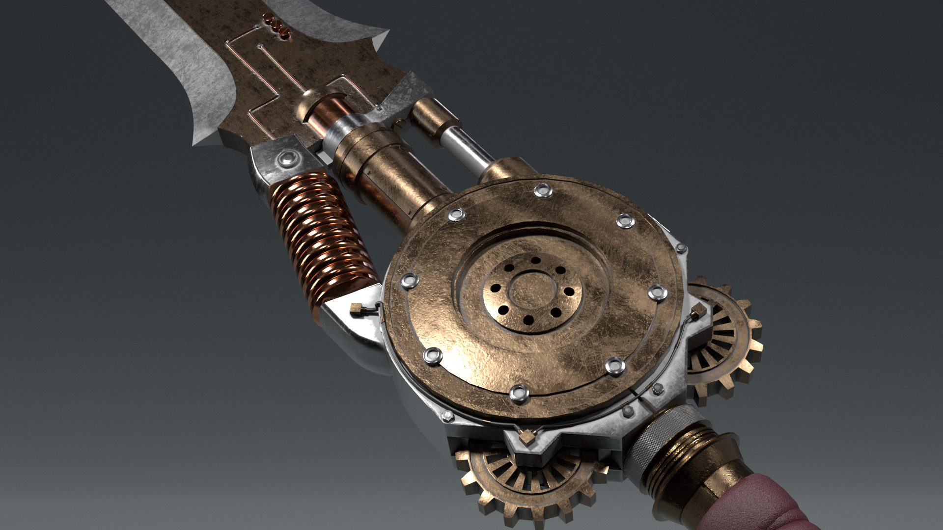 Steampunk Sword Low-poly 3D model_3
