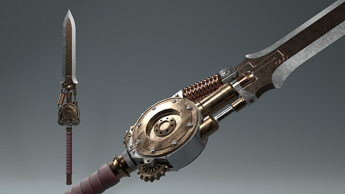 Steampunk Sword Low-poly 3D model