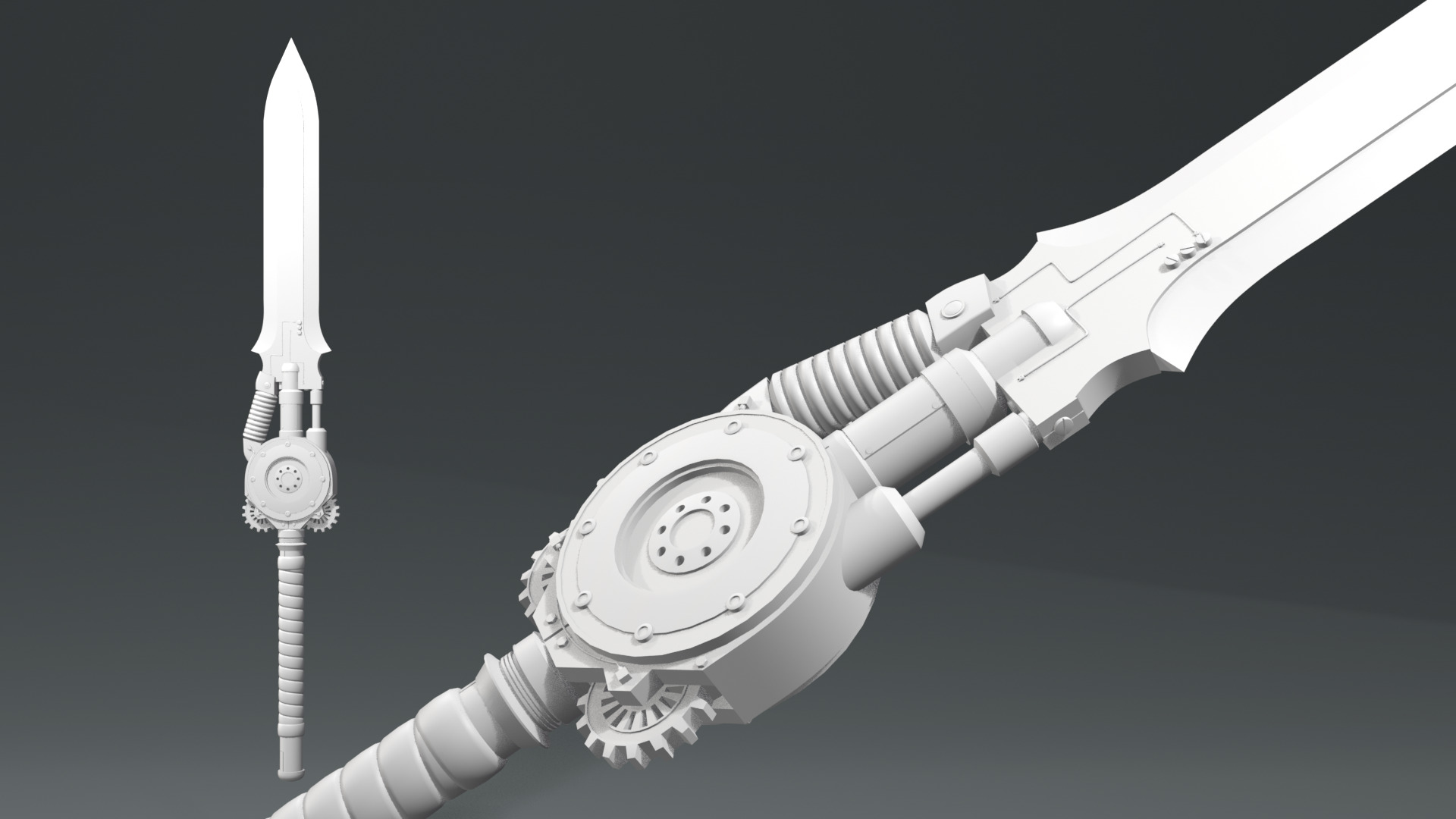 Steampunk Sword Low-poly 3D model_1