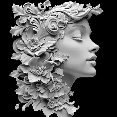 Woman Floral Portrait Sculpture
