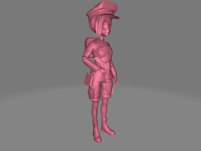 Female Army 3D Model Low-poly 3D model_2