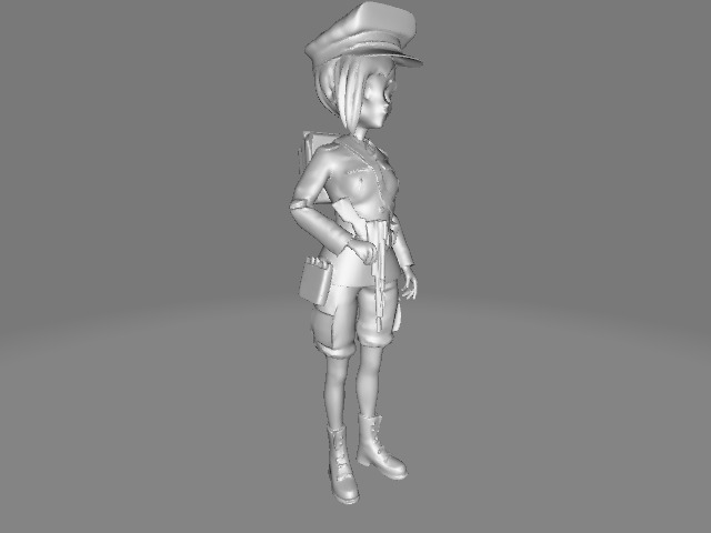 Female Army 3D Model Low-poly 3D model_3