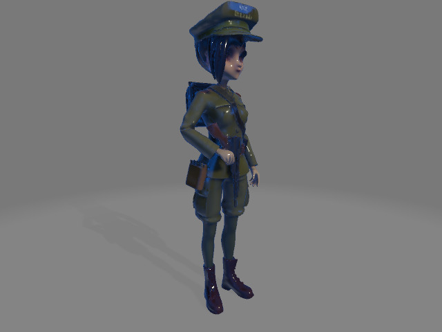 Female Army 3D Model Low-poly 3D model_1