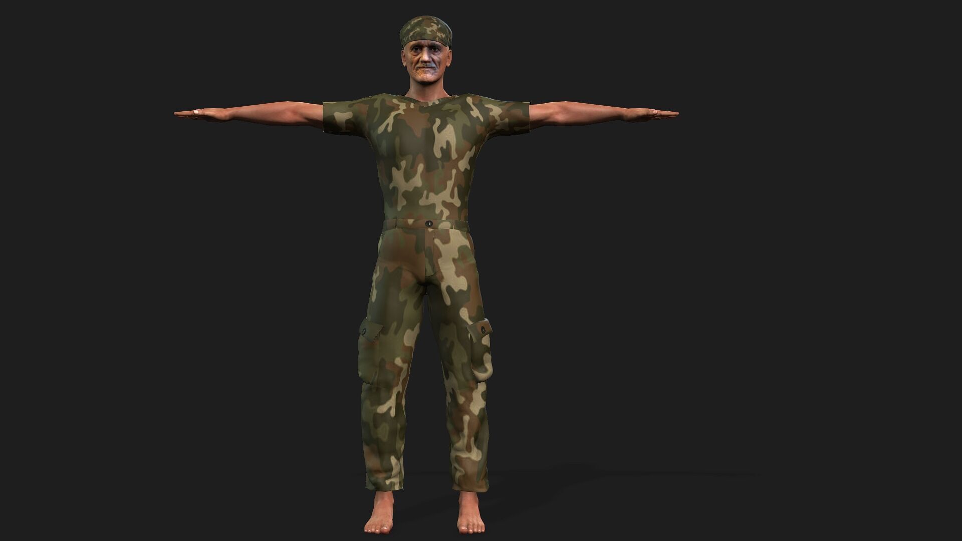 hyper realistic old hunter  3D model_5