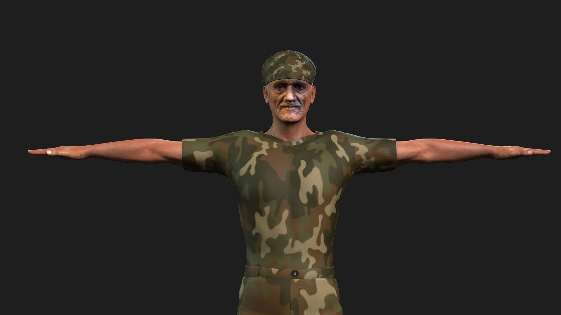 hyper realistic old hunter  3D model_0