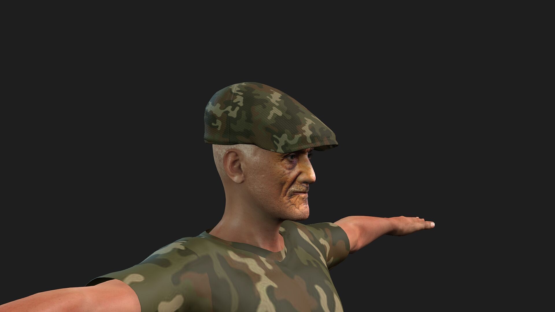 hyper realistic old hunter  3D model_2