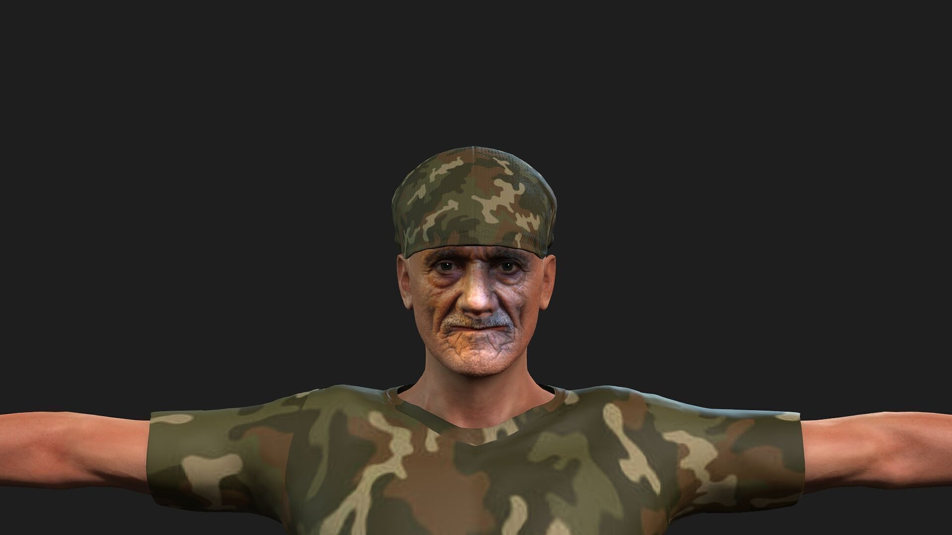 hyper realistic old hunter  3D model_12