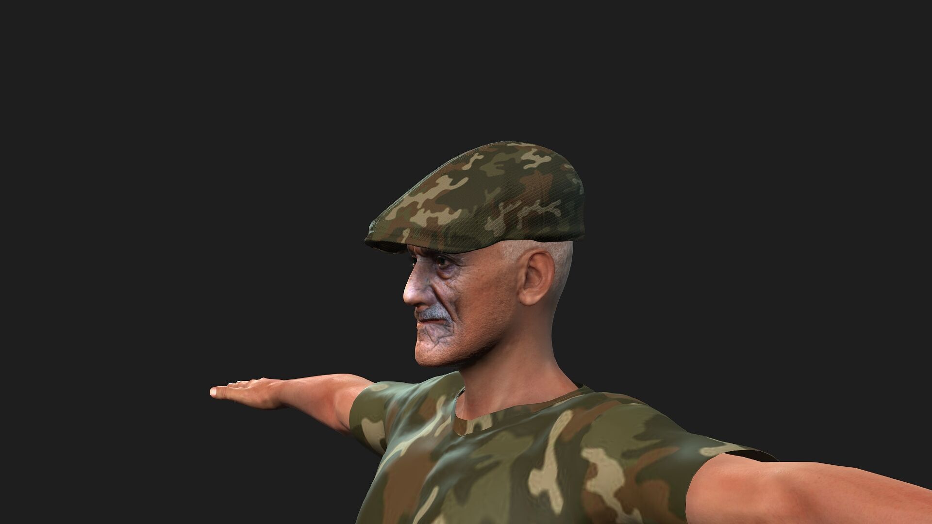 hyper realistic old hunter  3D model_1