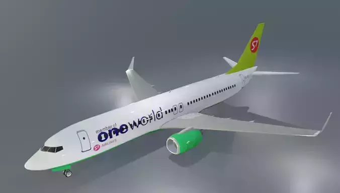 S7 Airlines Boeing 737-800 low poly 3D model Low-poly 3D model