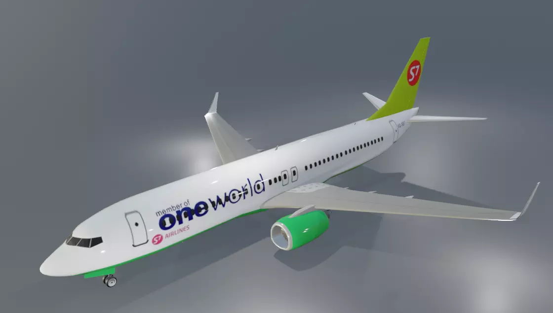 S7 Airlines Boeing 737-800 low poly 3D model Low-poly 3D model