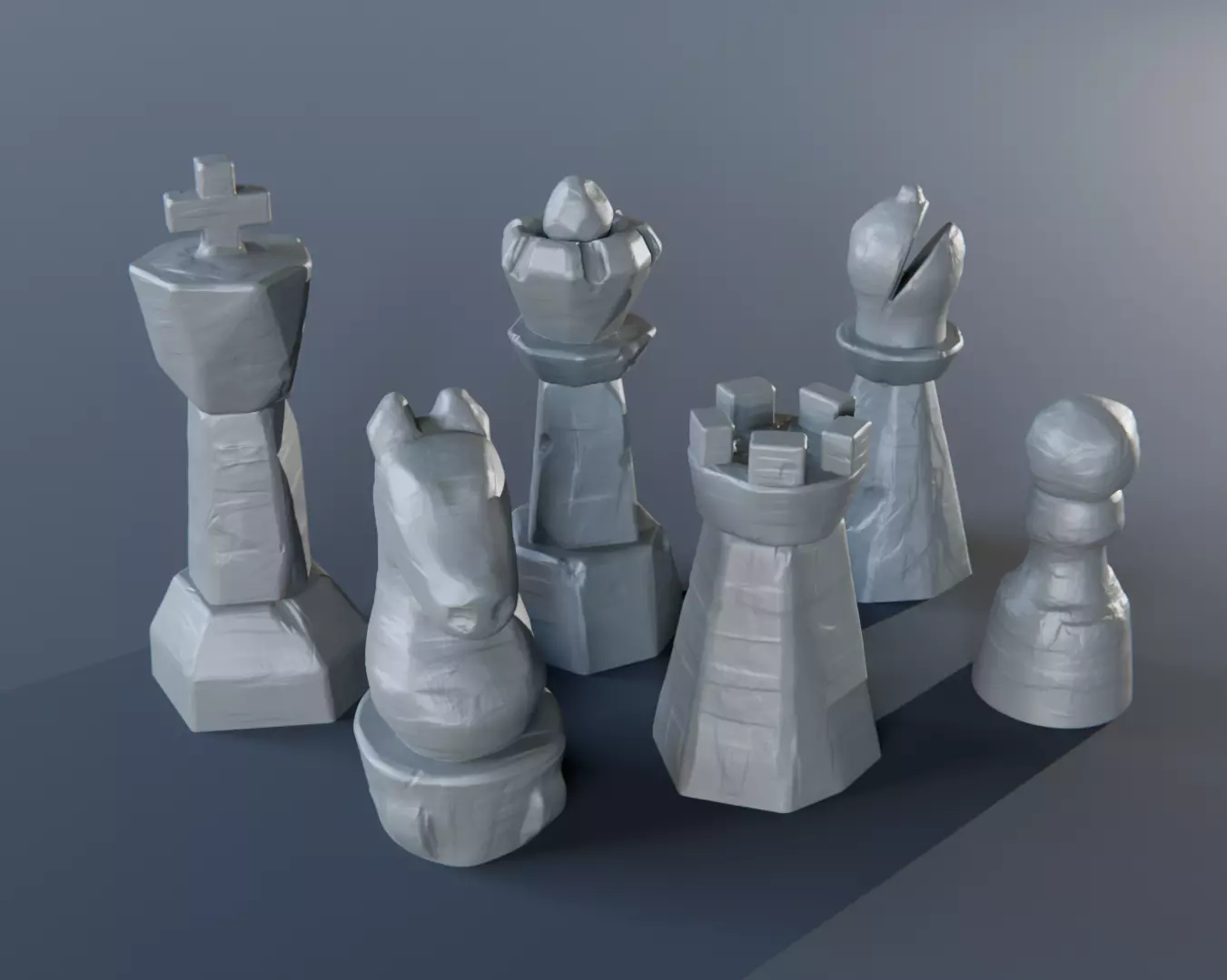 Stone Chess Pieces 3D print model