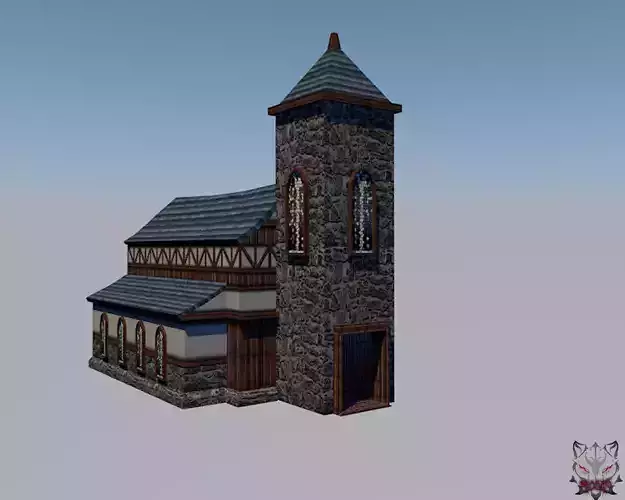 low poly church