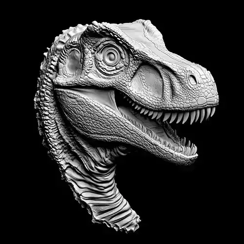 Realistic Velociraptor Face Relief Sculpture