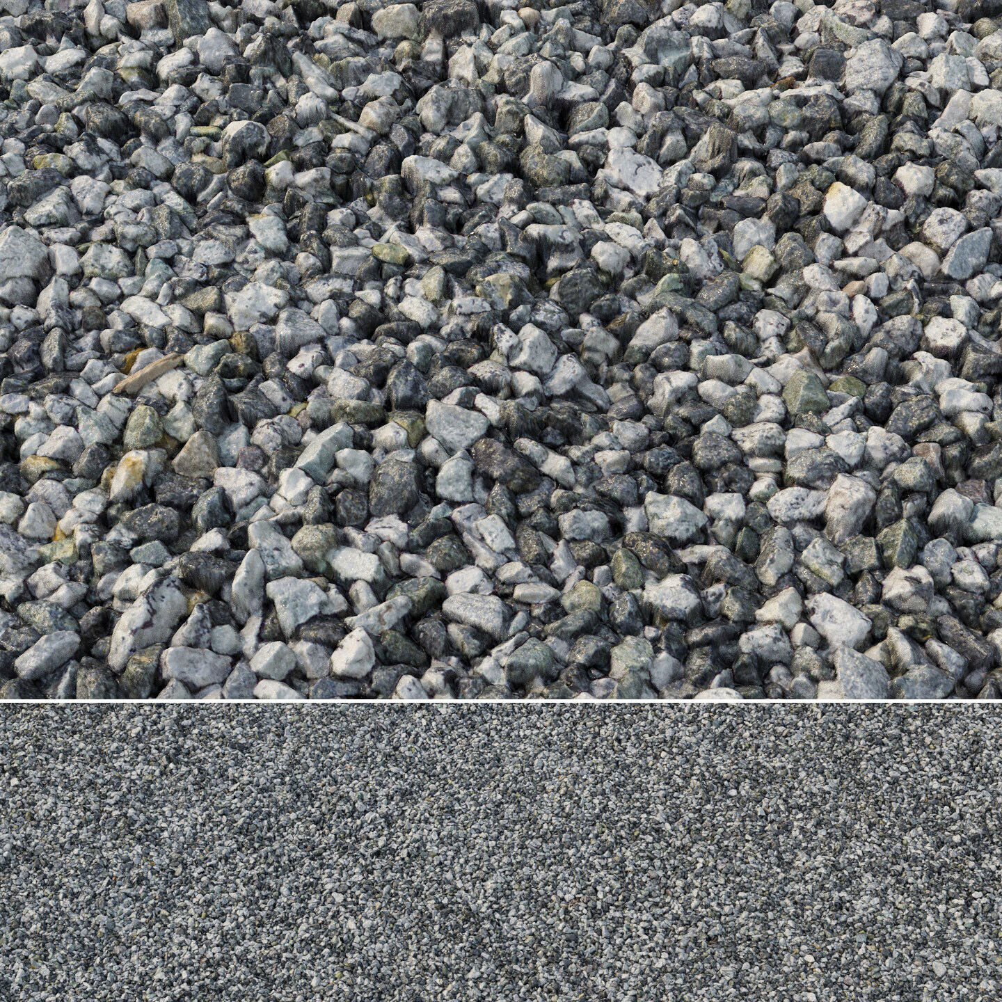 Black and white gravel material 05 Low-poly 3D model_7