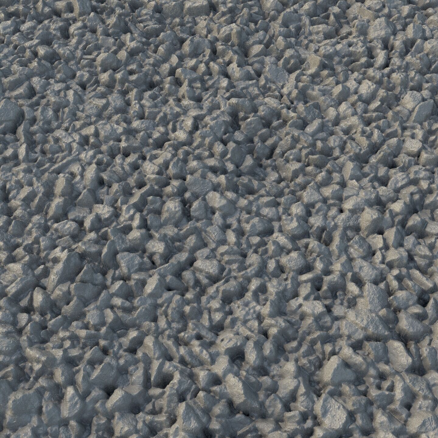 Black and white gravel material 05 Low-poly 3D model_2