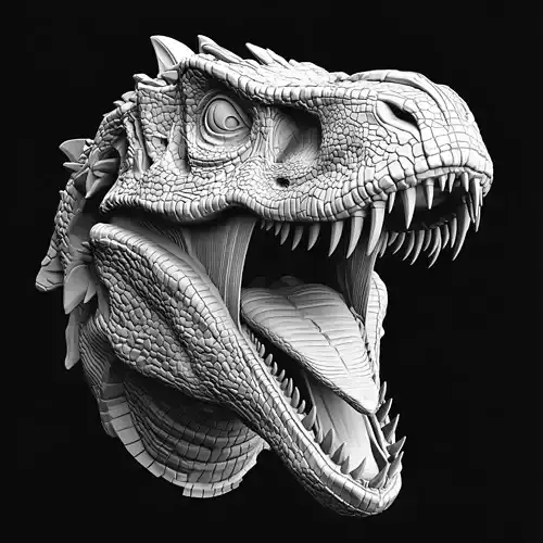 Ferocious Dinodzut Face Relief Sculpture