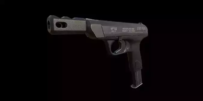 HK VP70 Handgun with extra muzzle and magazine - Low Poly Low-poly 3D model