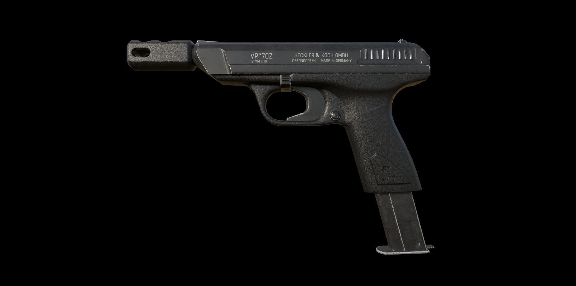 3D model HK VP70 Handgun with extra muzzle and magazine - Low Poly