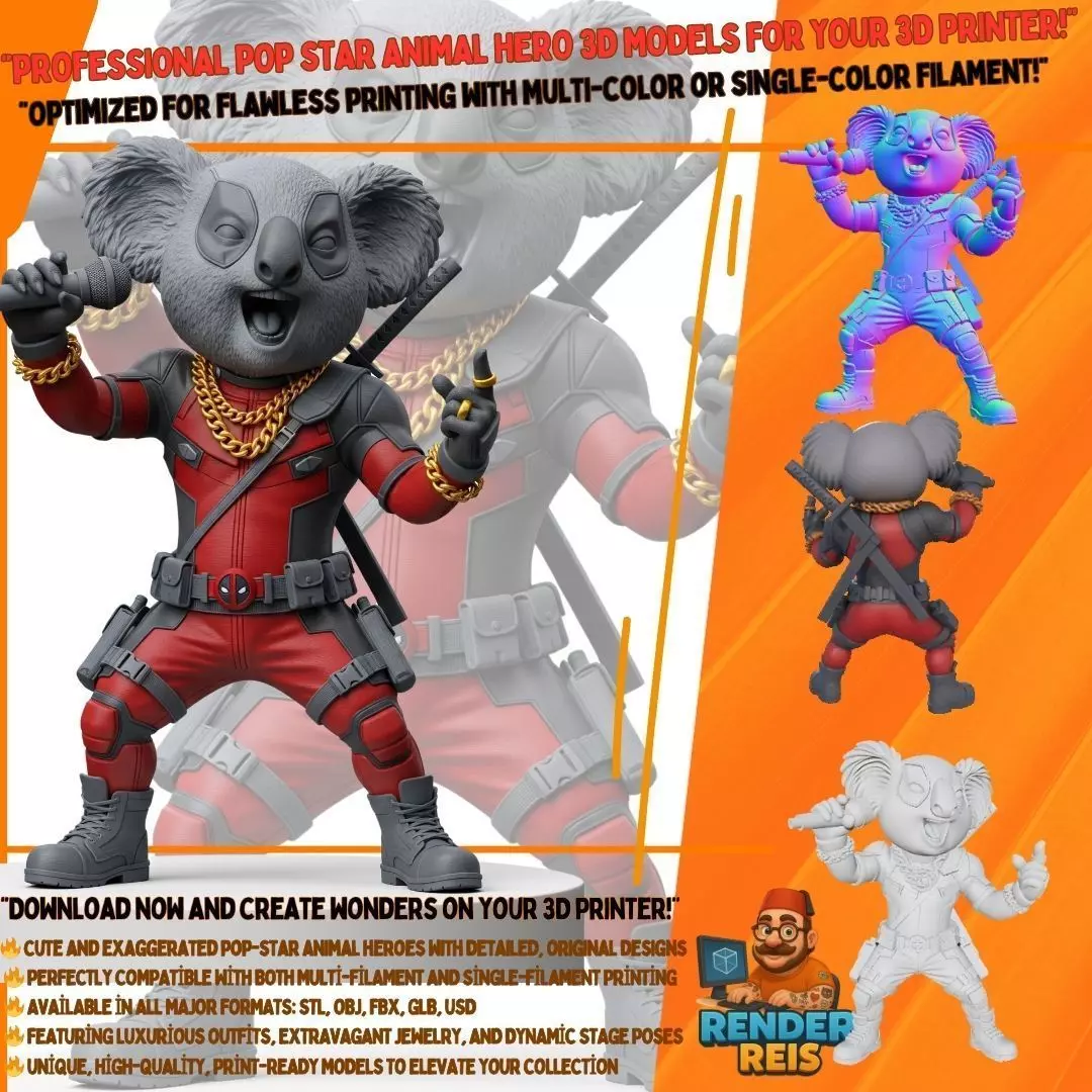 KoalaPool Unique 3D Printed Statue of the Superhero Koala 3D model_0