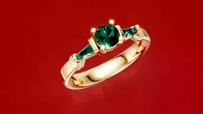 Baguette Accent Stones Engagement Ring