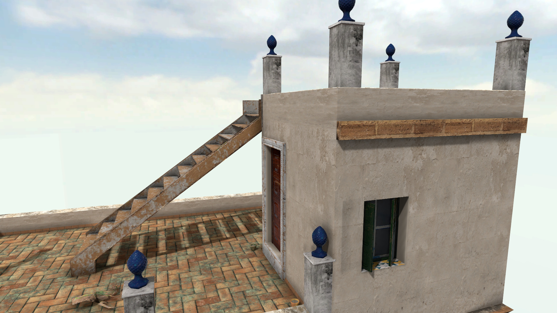 Old High-Quality 3D Colonial House Low-poly 3D model_3