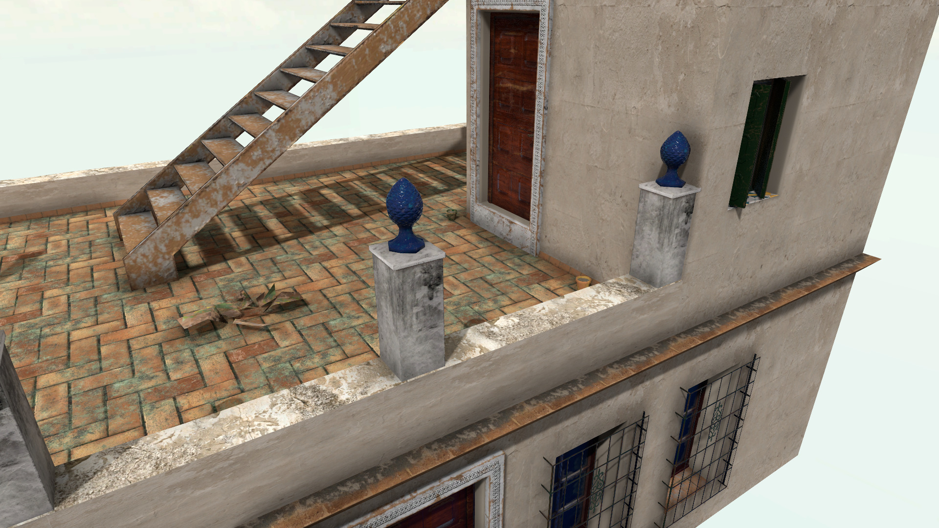 Old High-Quality 3D Colonial House Low-poly 3D model_4