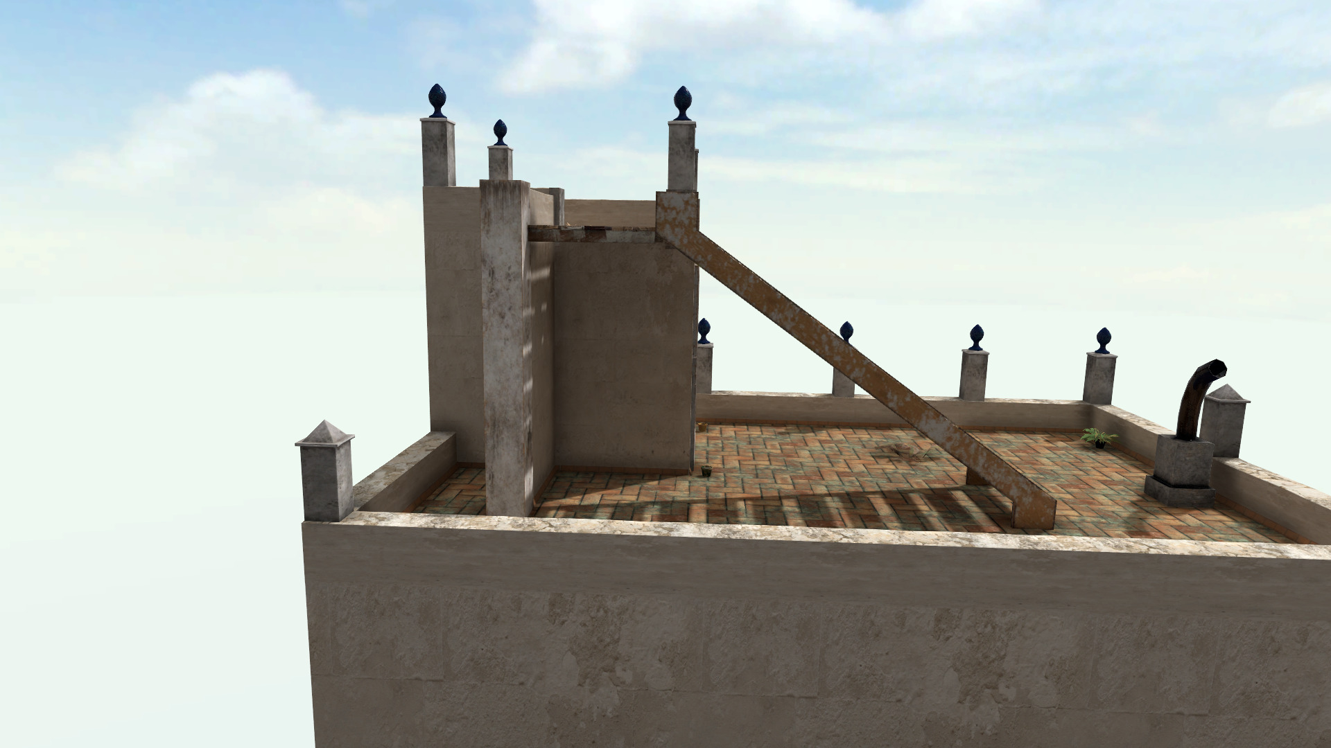 Old High-Quality 3D Colonial House Low-poly 3D model_5