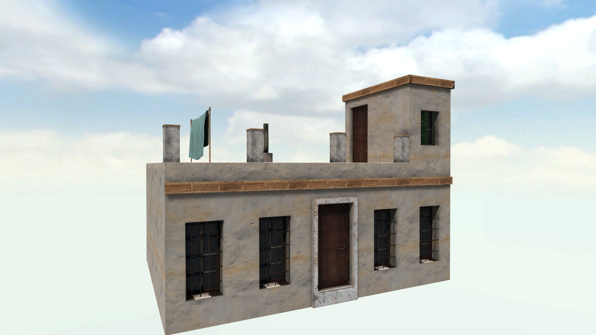 Old High-Quality 3D Colonial House Low-poly 3D model_2