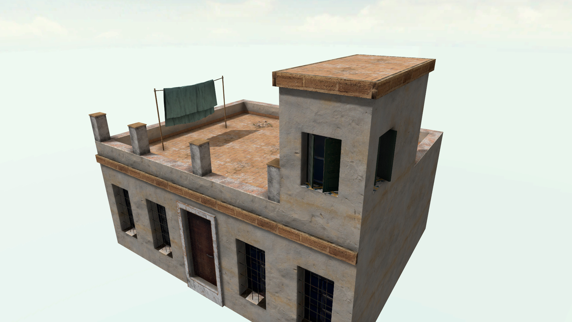 Old High-Quality 3D Colonial House Low-poly 3D model_1