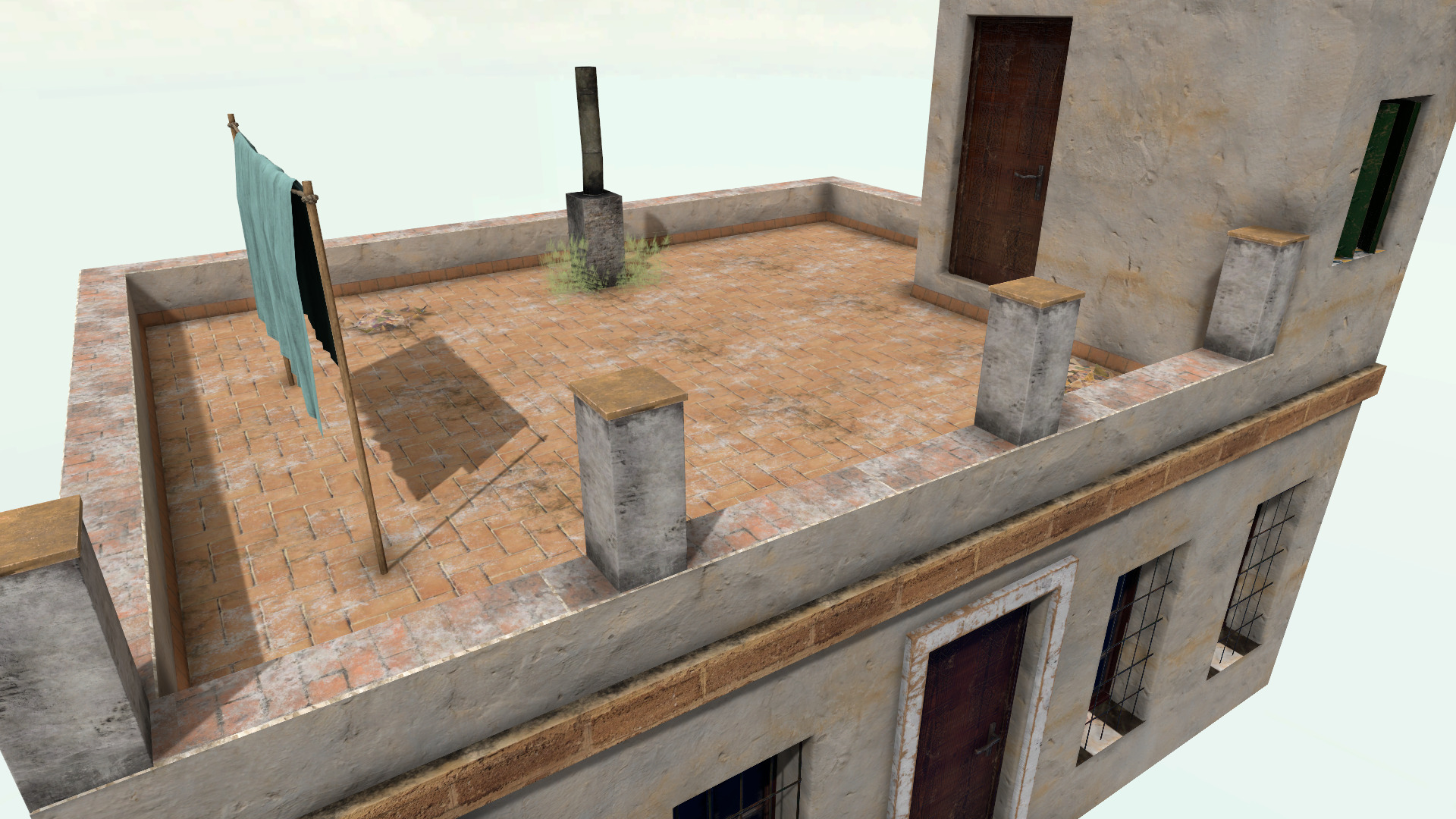 Old High-Quality 3D Colonial House Low-poly 3D model_5