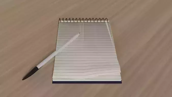 Free Notebook with Pen Blender 3D Model Free low-poly 3D model
