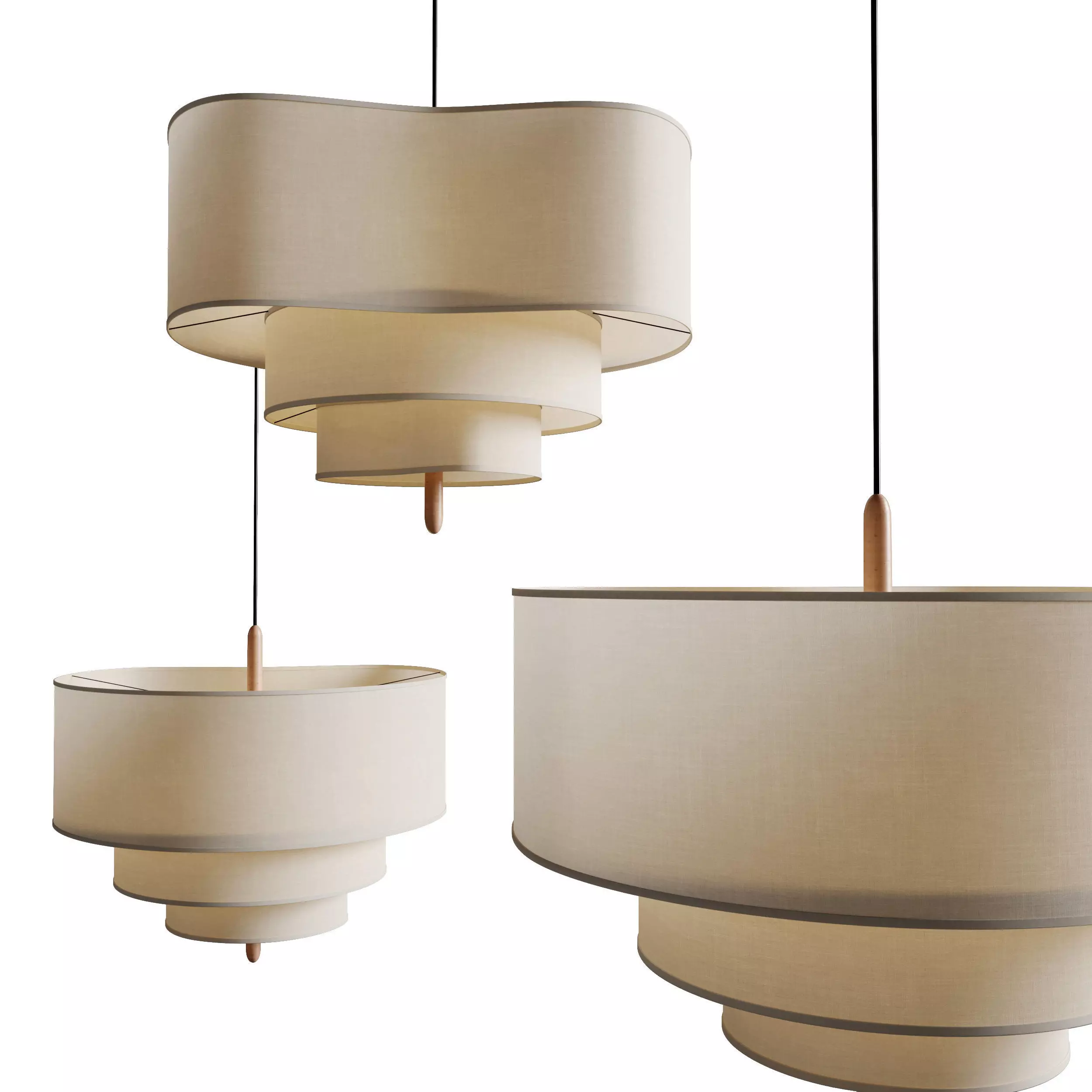 Pebbles Pendant Light Low-poly 3D model_0