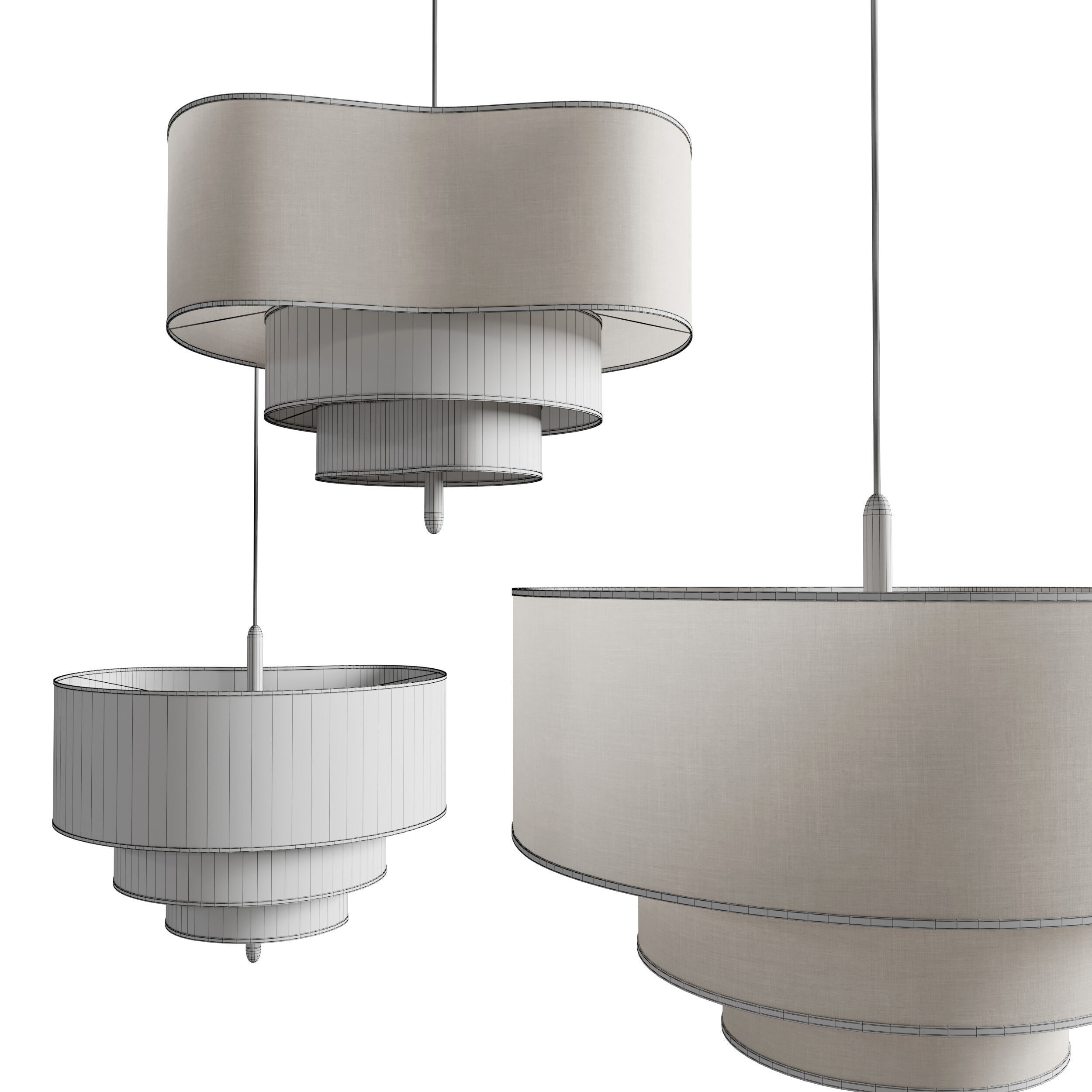 Pebbles Pendant Light Low-poly 3D model_3