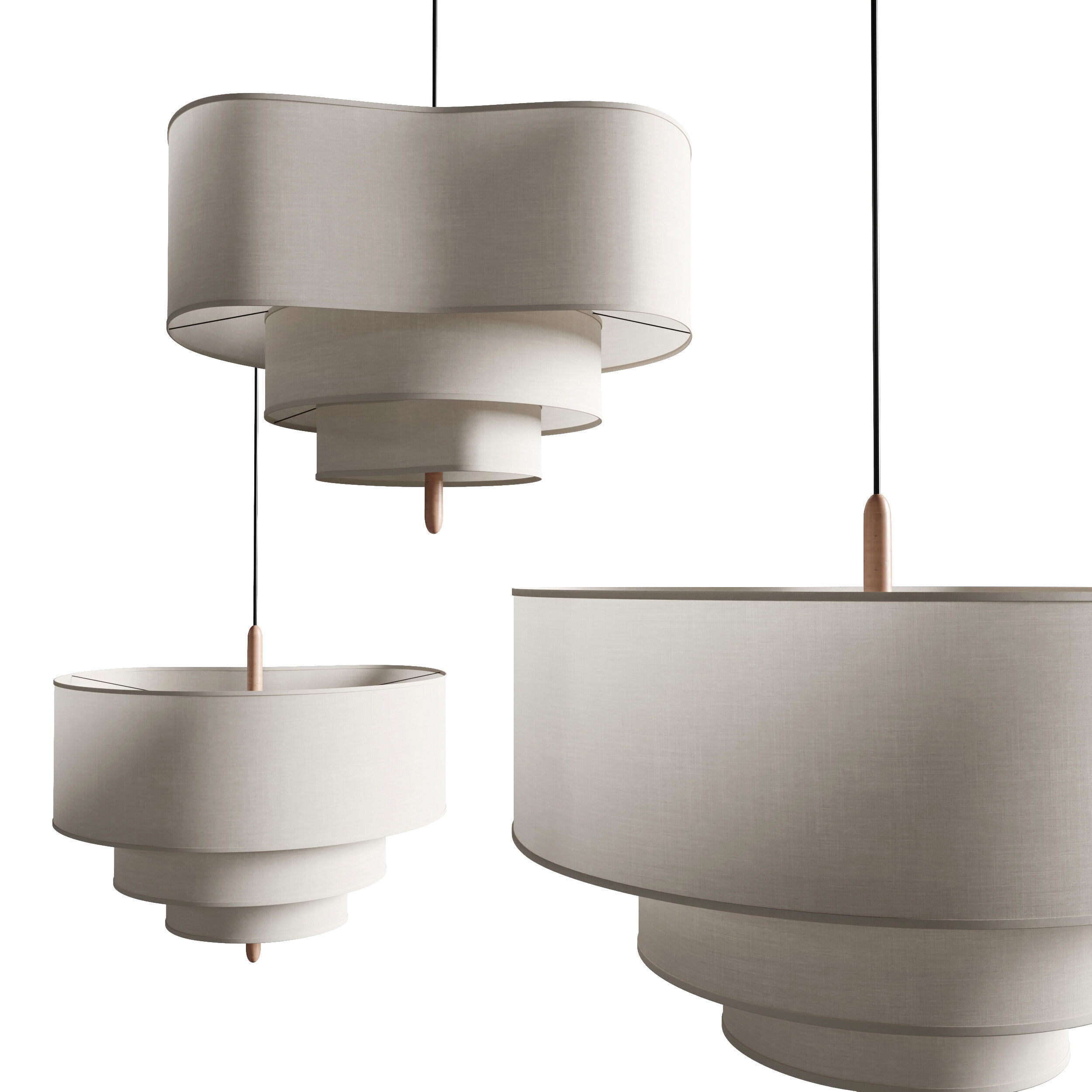 Pebbles Pendant Light Low-poly 3D model_2