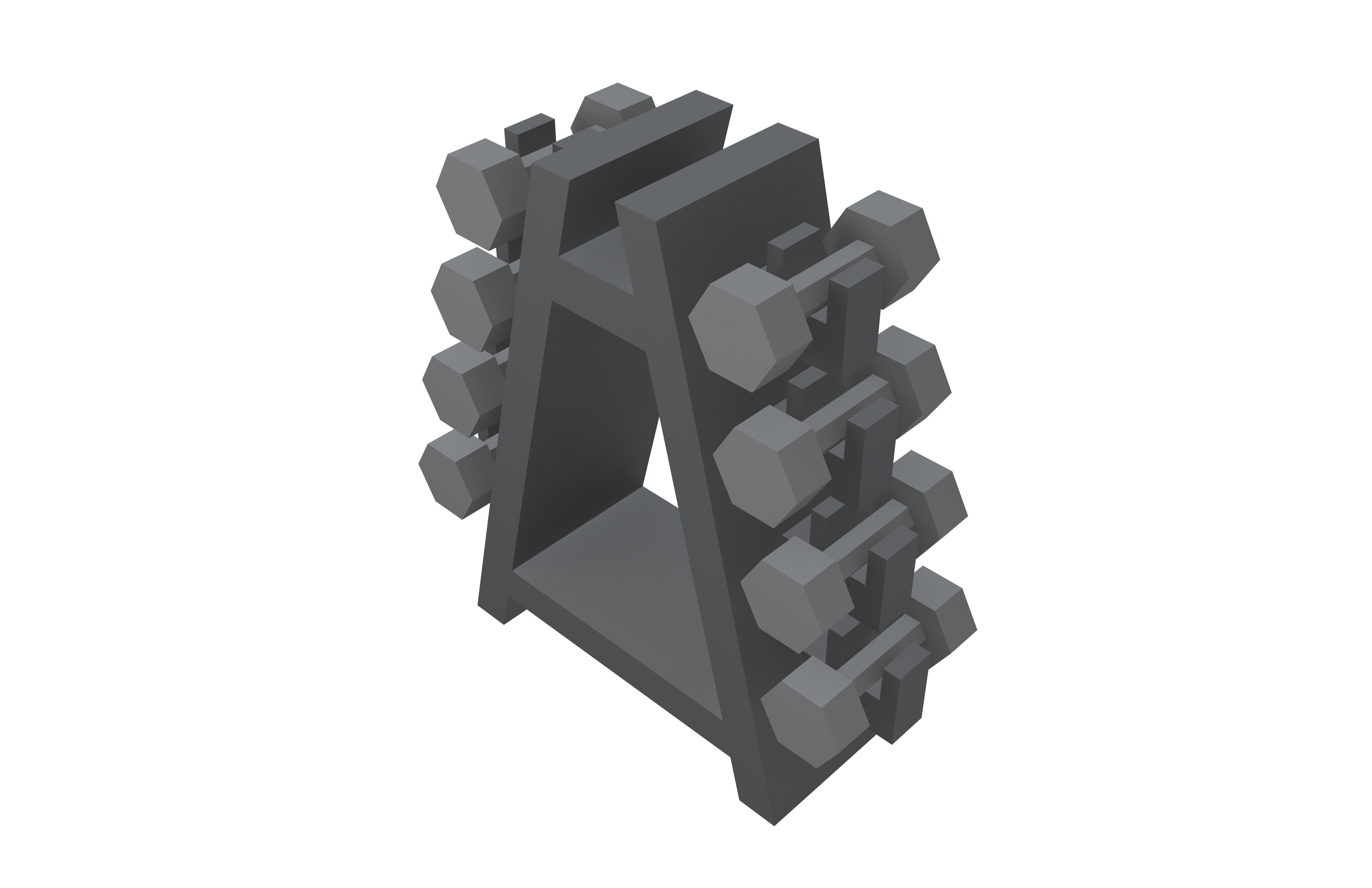 Low poly Dumbbell Rack v1 001 Low-poly 3D model_2