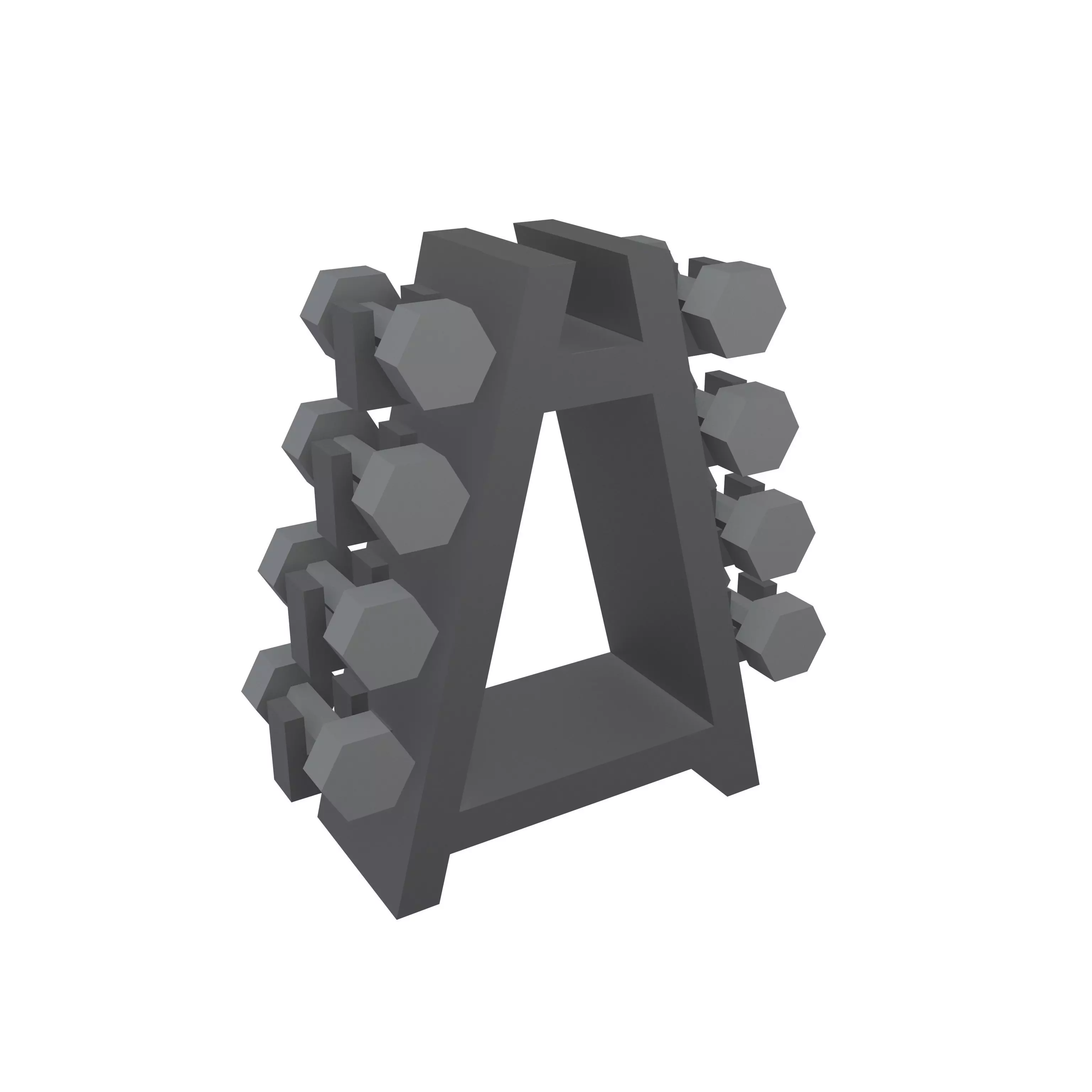 Low poly Dumbbell Rack v1 001 Low-poly 3D model_0