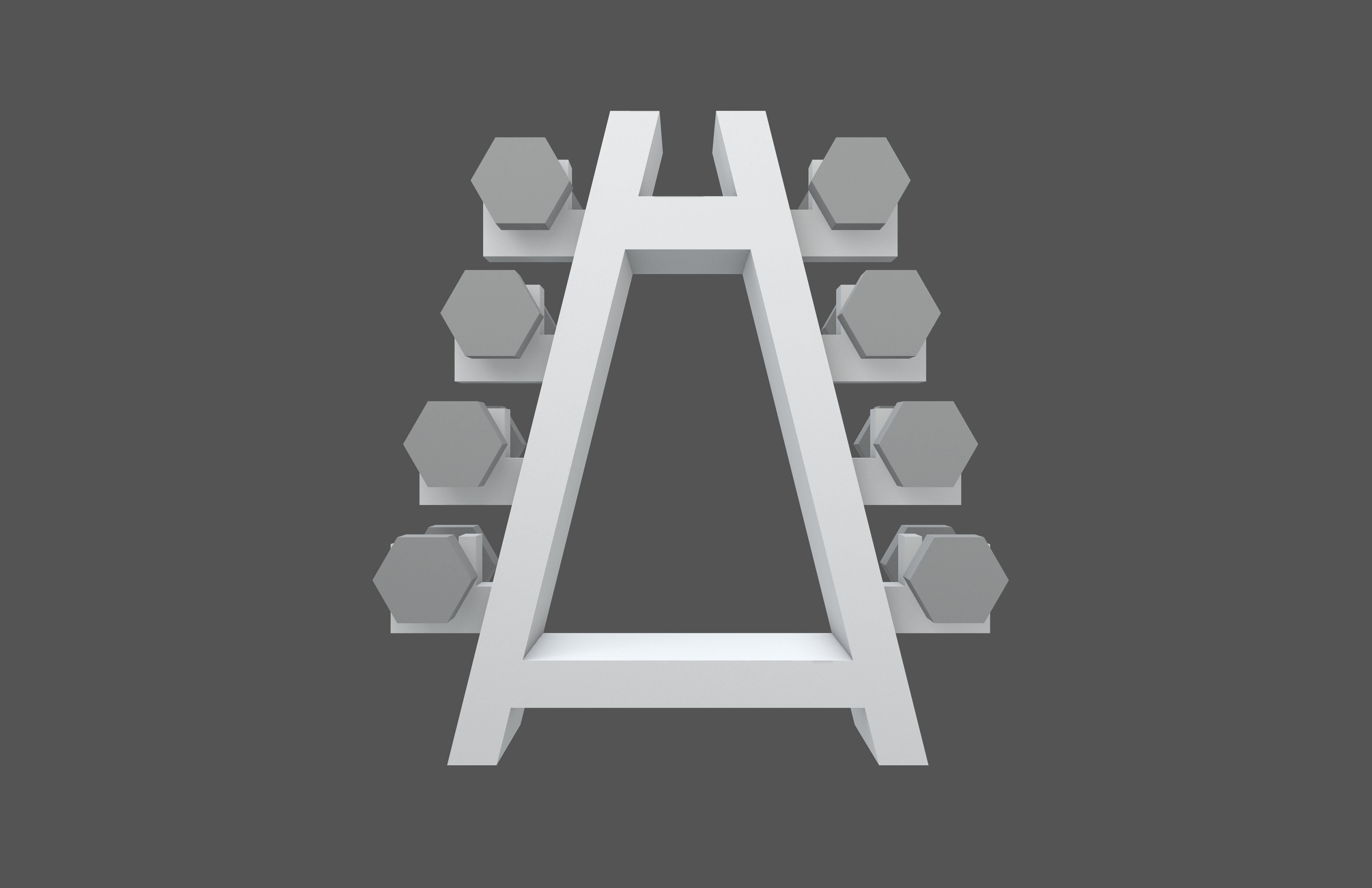 Low poly Dumbbell Rack v1 002 Low-poly 3D model_1