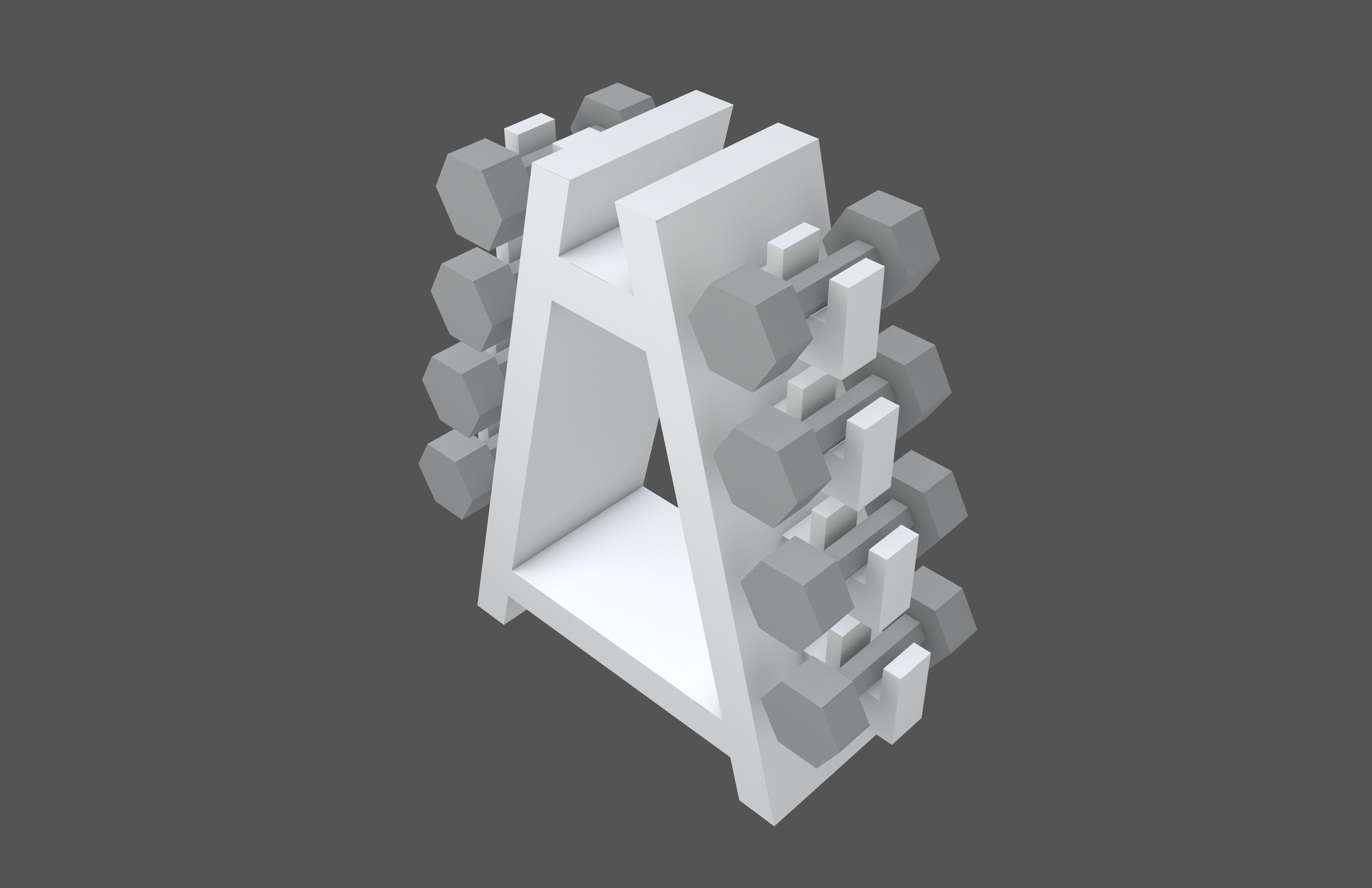Low poly Dumbbell Rack v1 002 Low-poly 3D model_2