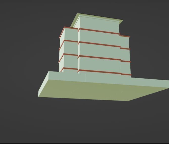 Low Poly Hospital Building 3D Model Low-poly 3D model_3